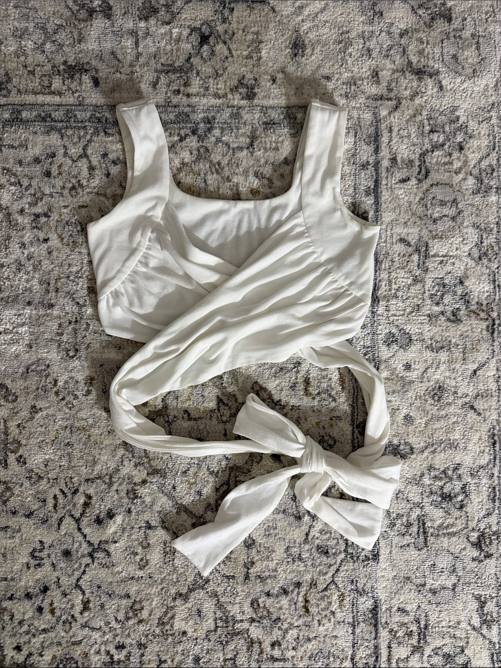 White Tie-Waist Wrap Crop Top - Women